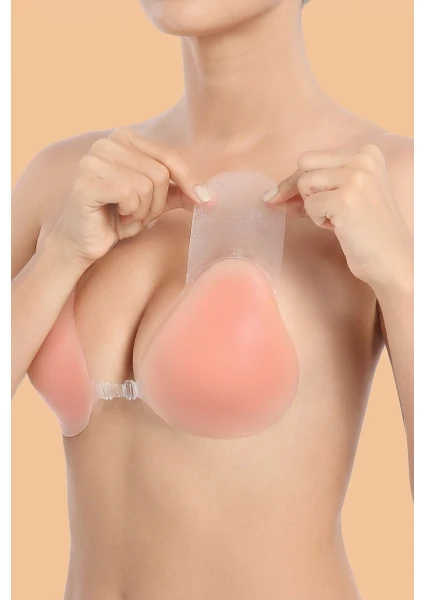 Yapışkanlı Silikon Asansör Sütyen - Push Up - Klipsli - Görünmez Dikleştirici